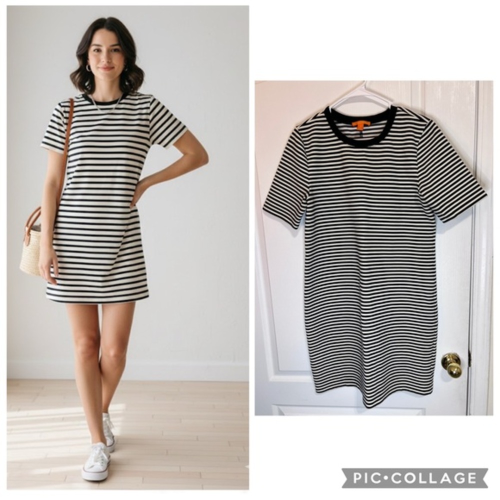 Joe fresh Black and White Striped mini dress size 12